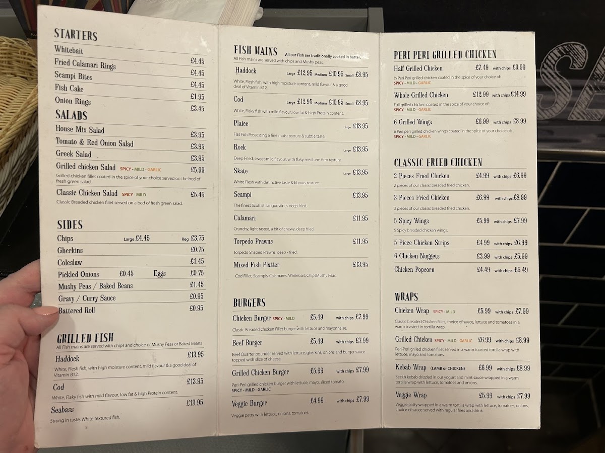Sussex Fish Bar Menu - Image 1