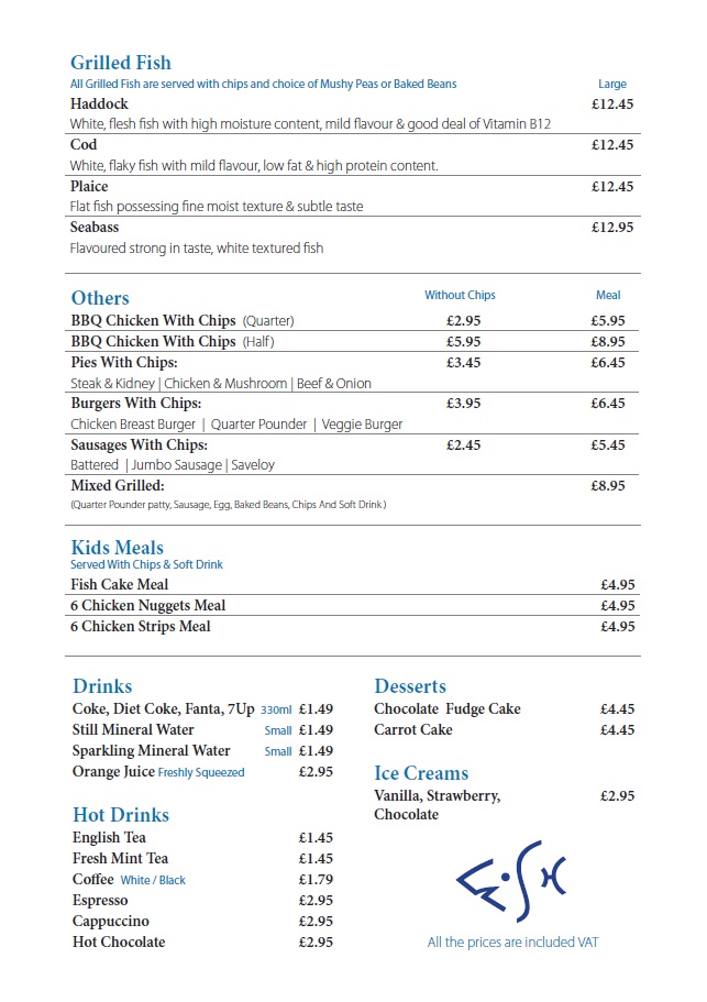 Sussex Fish Bar Menu - Image 2