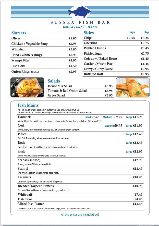 Sussex Fish Bar Menu - Image 5